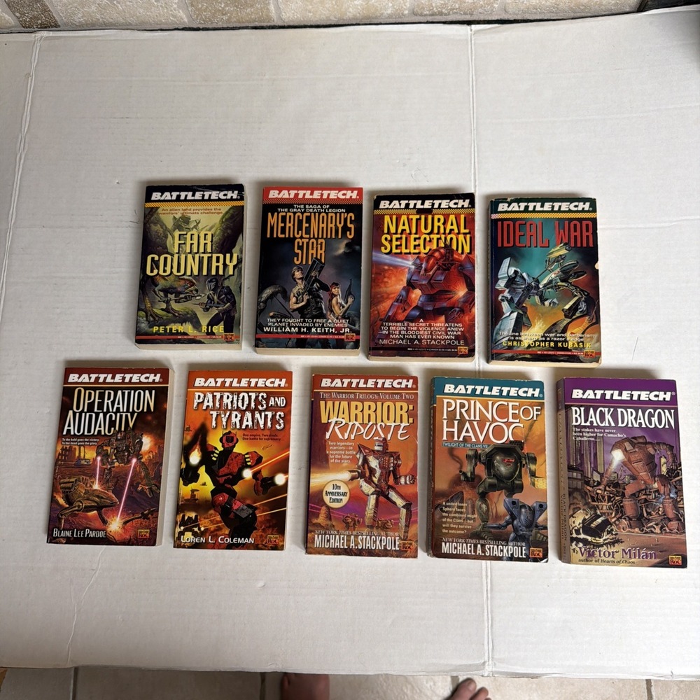BATTLETECH Series Lot of 9 Set of Vintage‎ Paperback PB Books 1st Printings